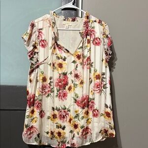 Floral Print Ruffle Sleeve Blouse